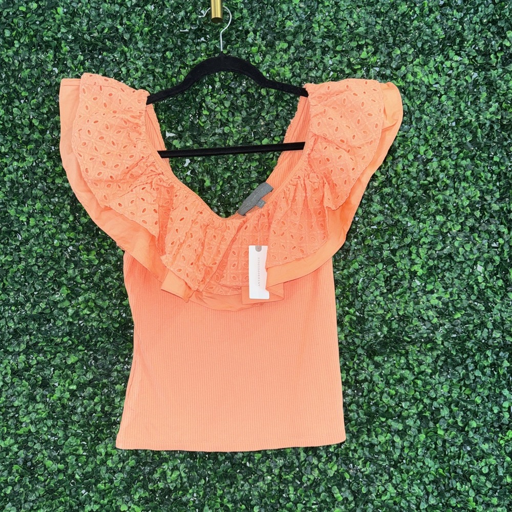Anthropologie Sunday in Brooklyn Eyelet Ruffled Top Size S MSRP$78.00